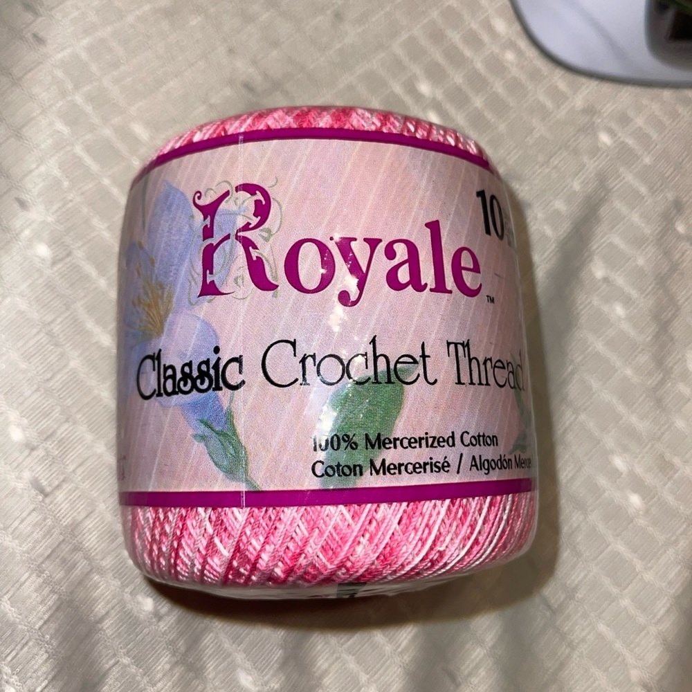 1 Spool Royale Classic Size 10 Crochet Thread Mercerized Cotton #15-Pinks